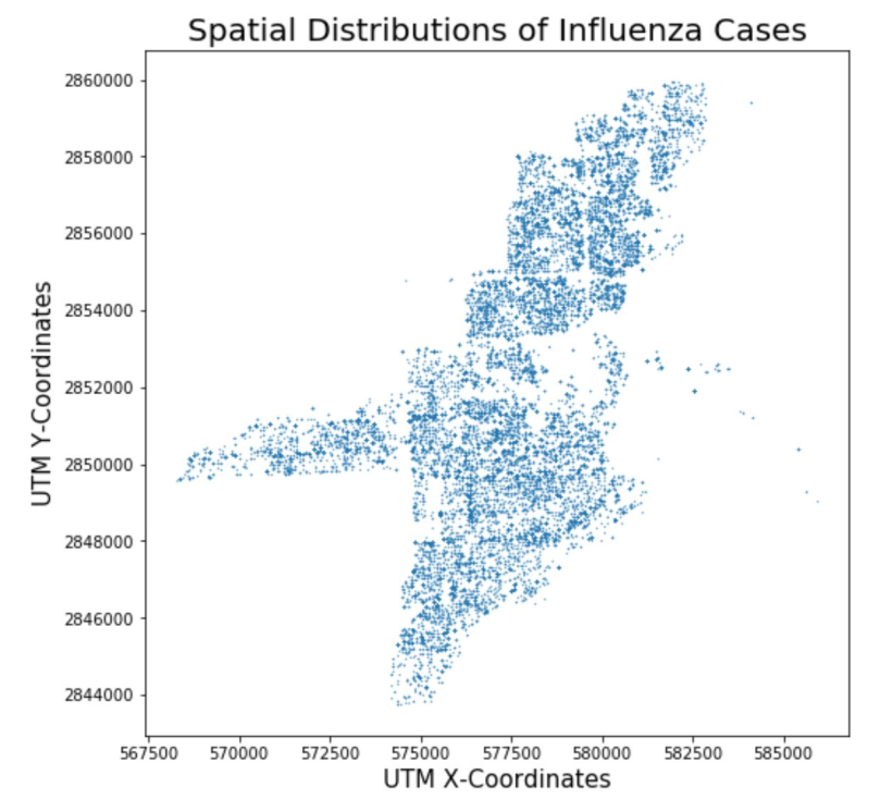 Map of influenza cases